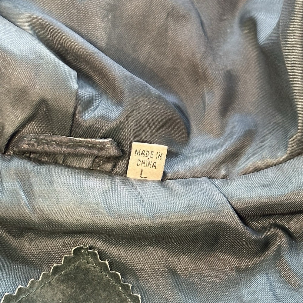 Vtg Preston & York Suede Leather Jacket LG Hooded Colorblock Drawstring Waist - Picture 9 of 16